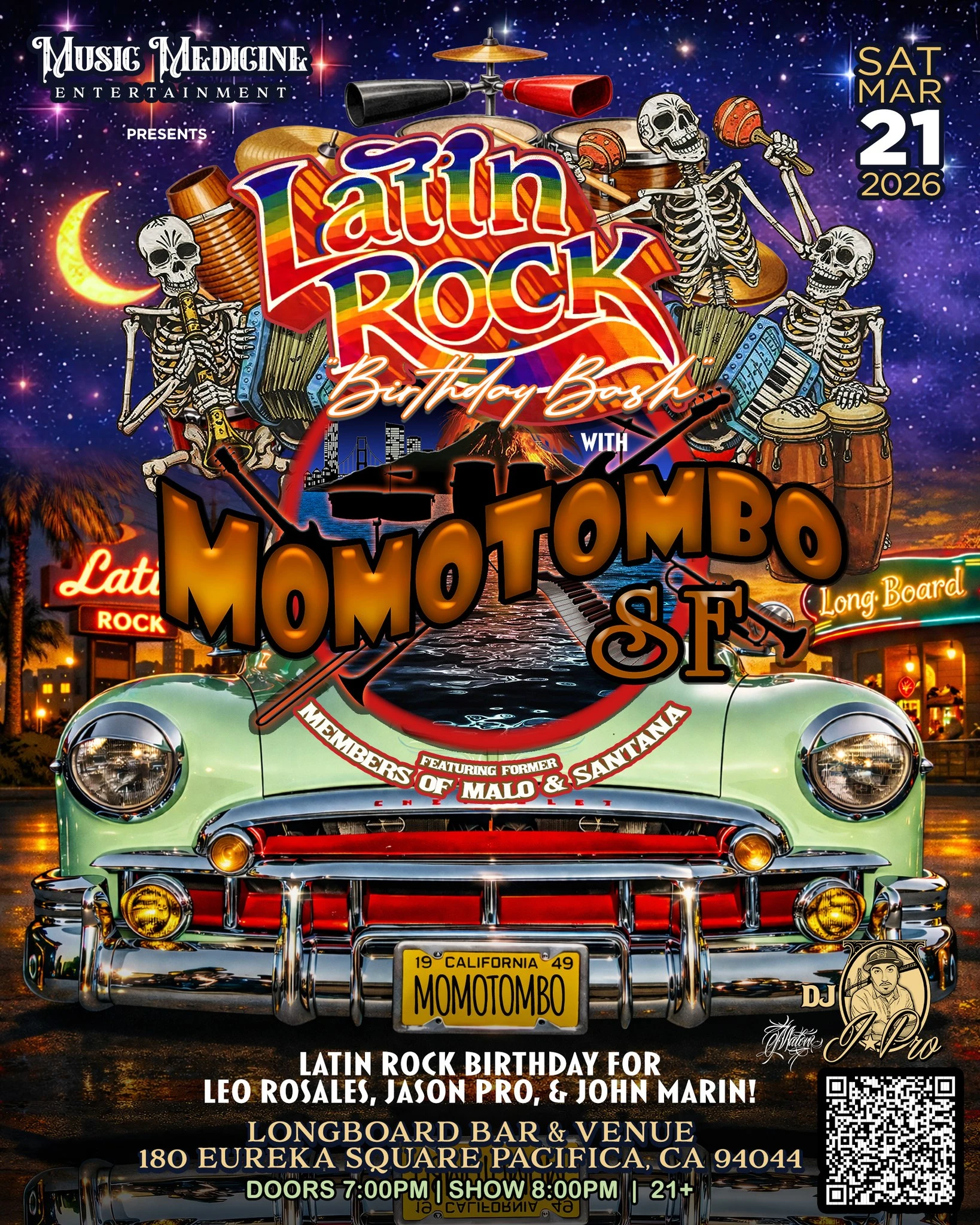 Momotombo-SF: Latin Rock Birthday for Leo Rosales, Jason Pro, & John Marin!