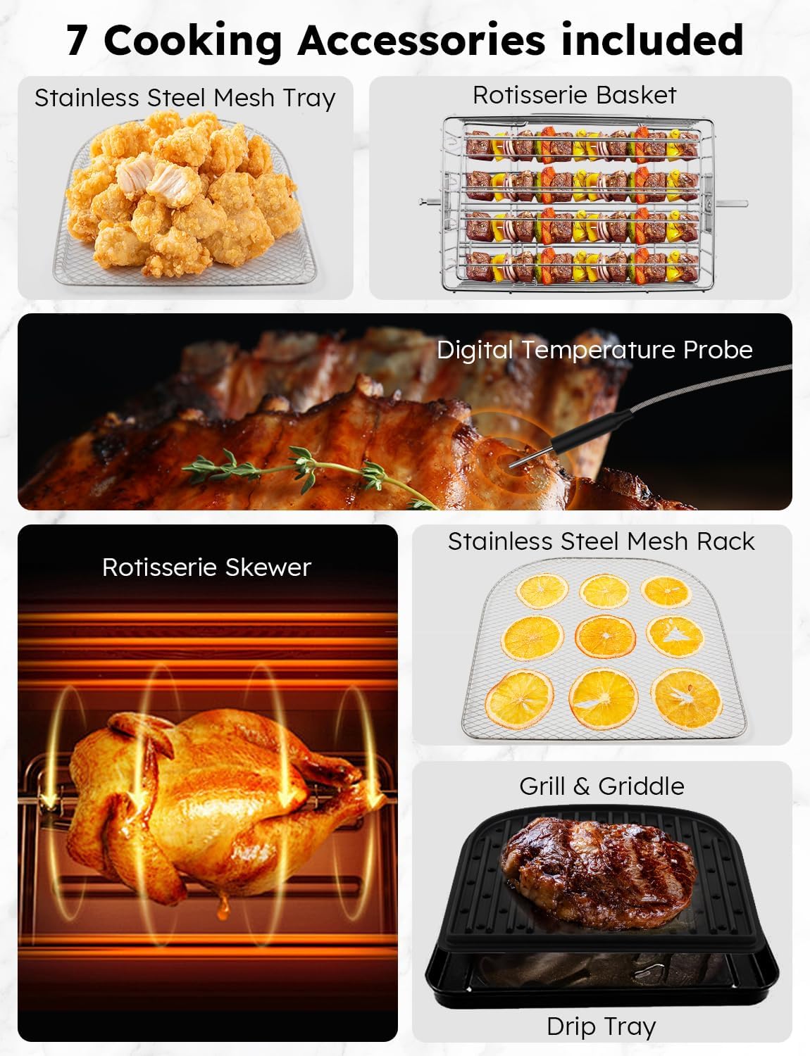 Nuwave brio air fryer rotisserie oven programmable, x-large family size - Фото 6