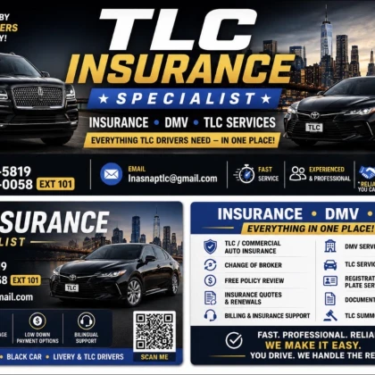 Страхование TLC, услуги DMV и коммерческое автострахование New York, NY