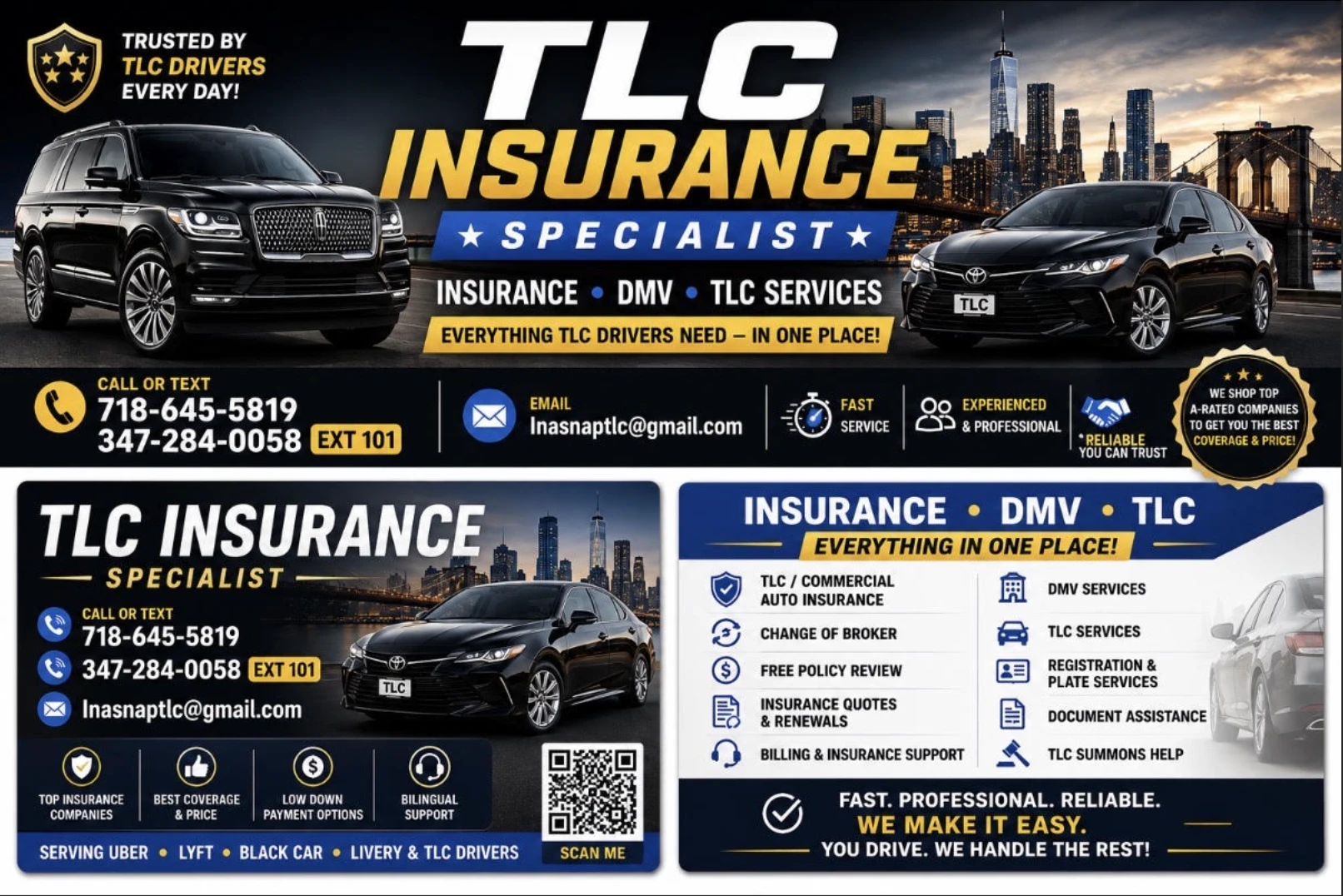 Страхование TLC, услуги DMV и коммерческое автострахование New York, NY