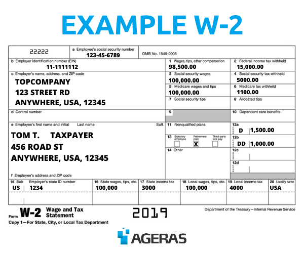 Пример заполненной формы W-2