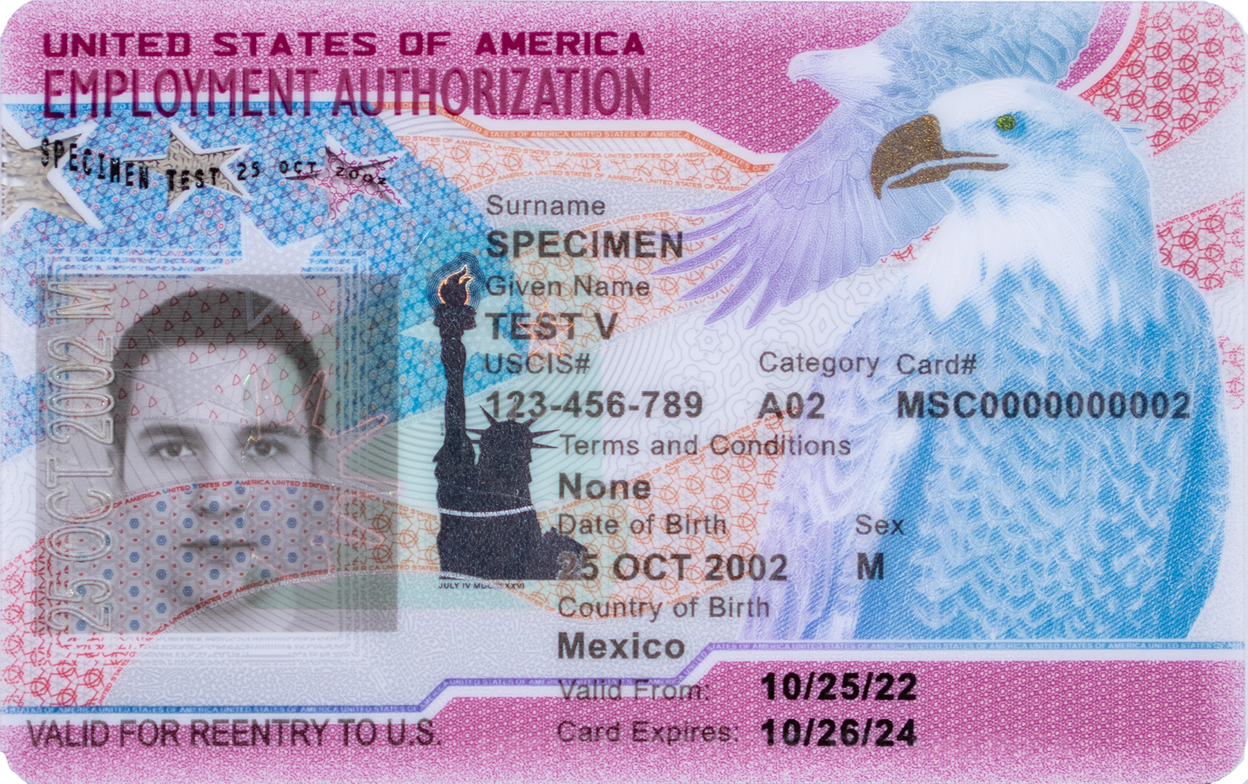 На разрешении о работе (EAD Card)