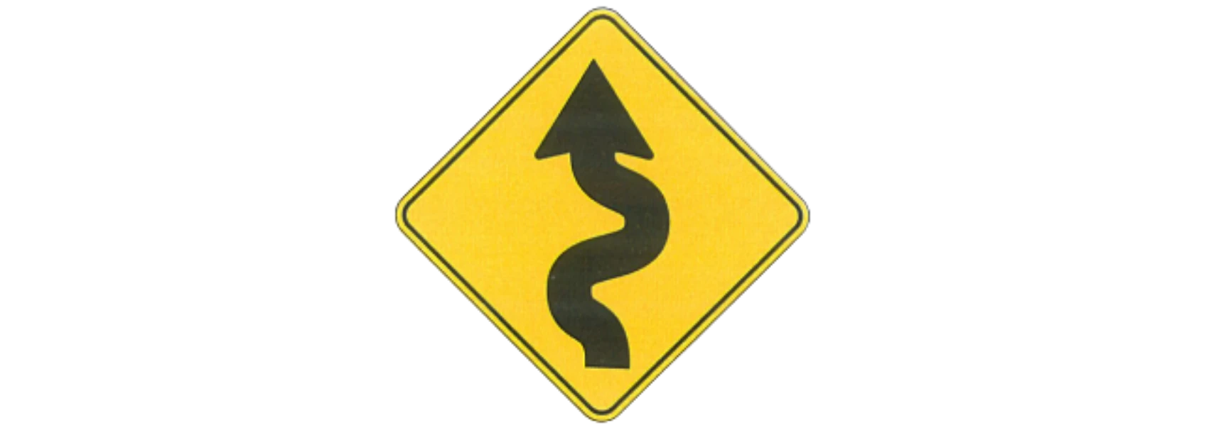 Попереджувальний знак Winding Road Left Ahead у формі ромба