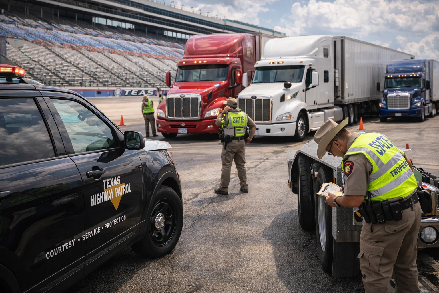 Масштабная проверка коммерческого транспорта на Texas Motor Speedway привела к 147 предупреждениям