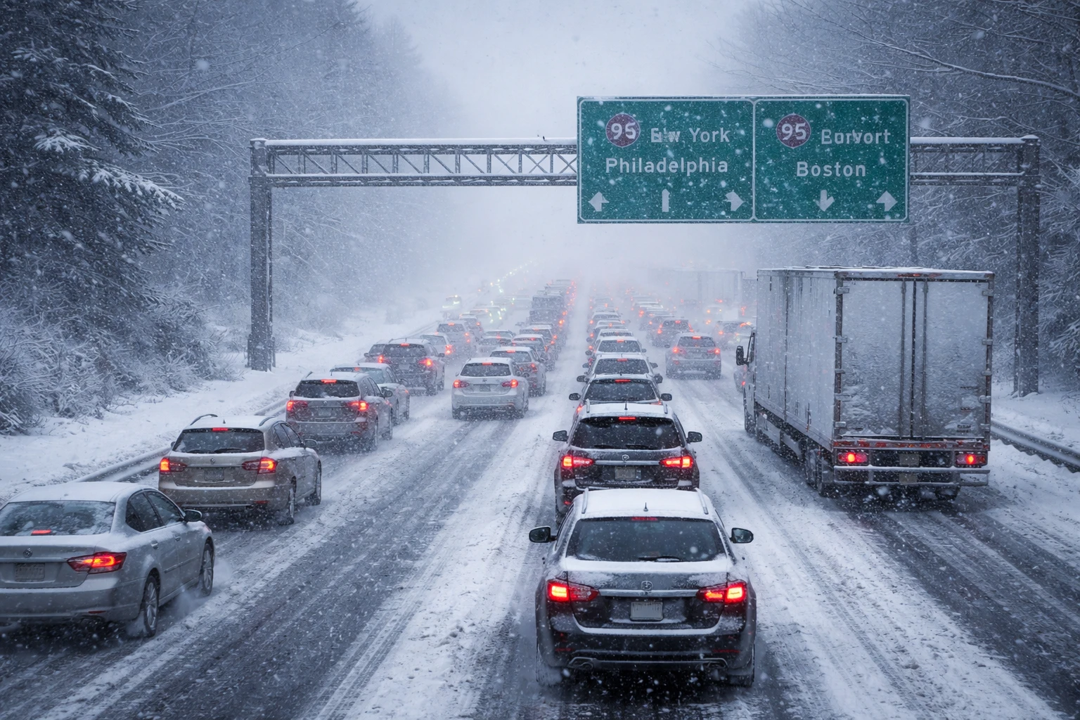 Снег на выходные может осложнить движение по коридору I-95 на северо-востоке