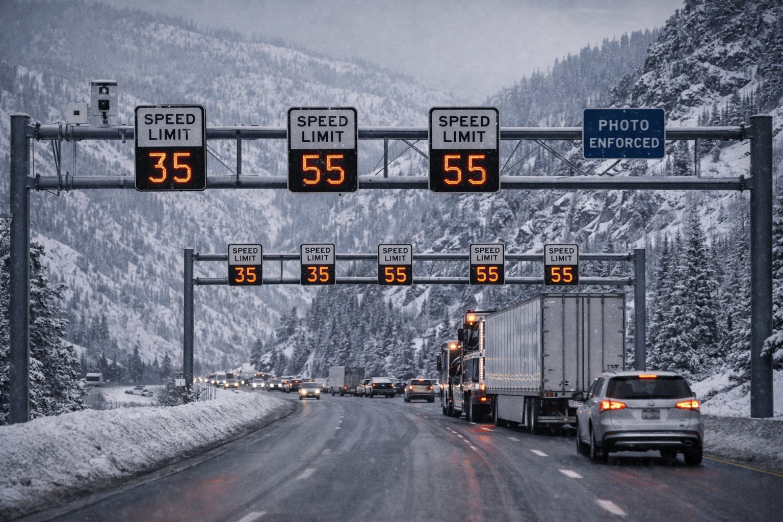 На I-70 заработали регулируемые знаки скорости с принудительным исполнением