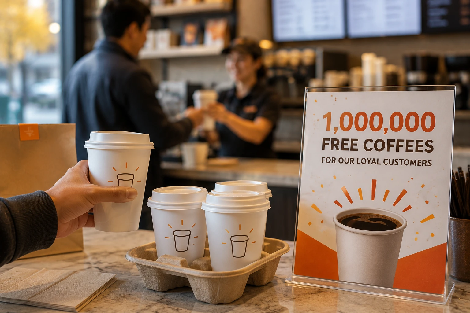 Dunkin’ дарит клиентам 1 миллион бесплатных кофе