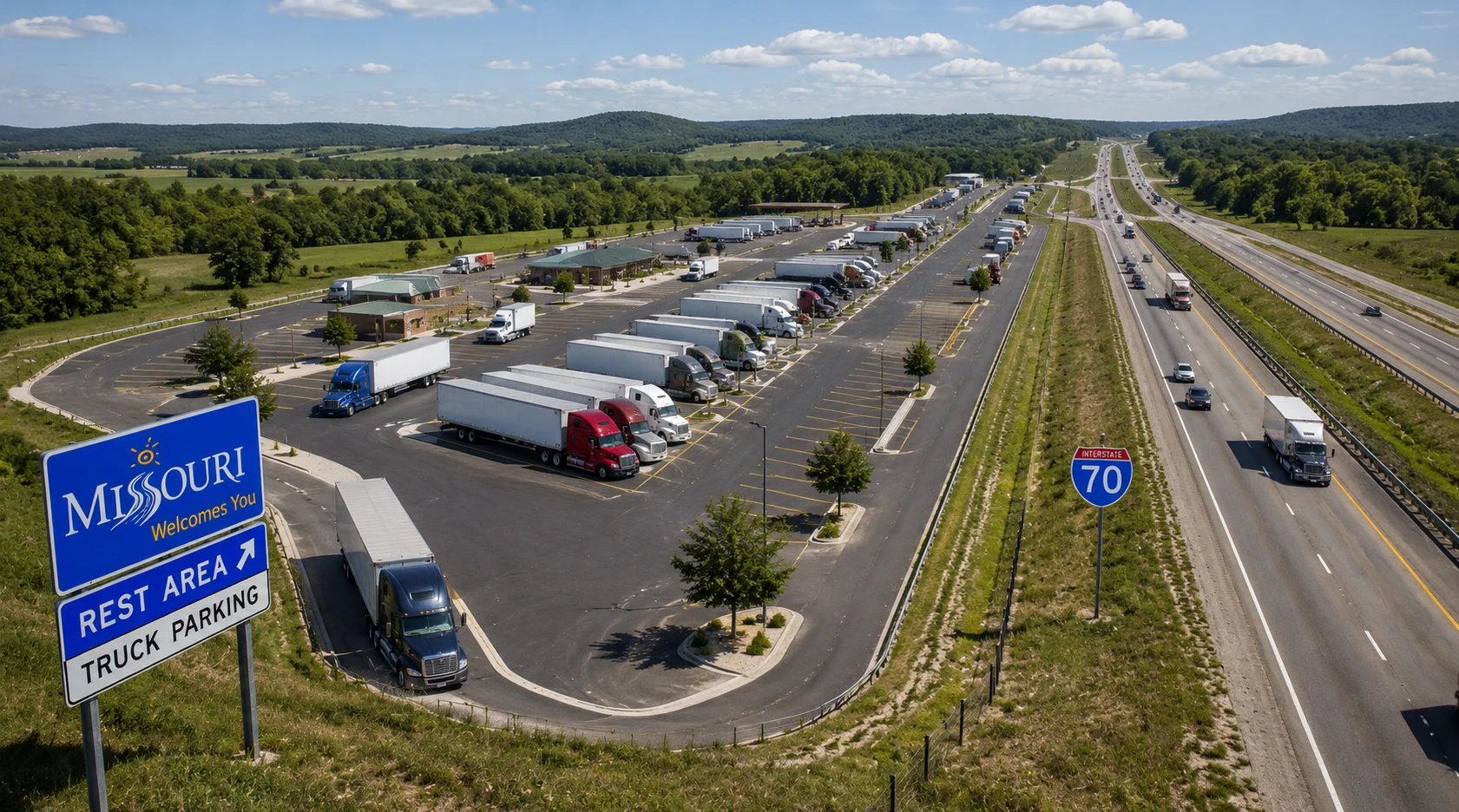 Миссури создаст 255 новых парковочных мест для грузовиков вдоль I-70