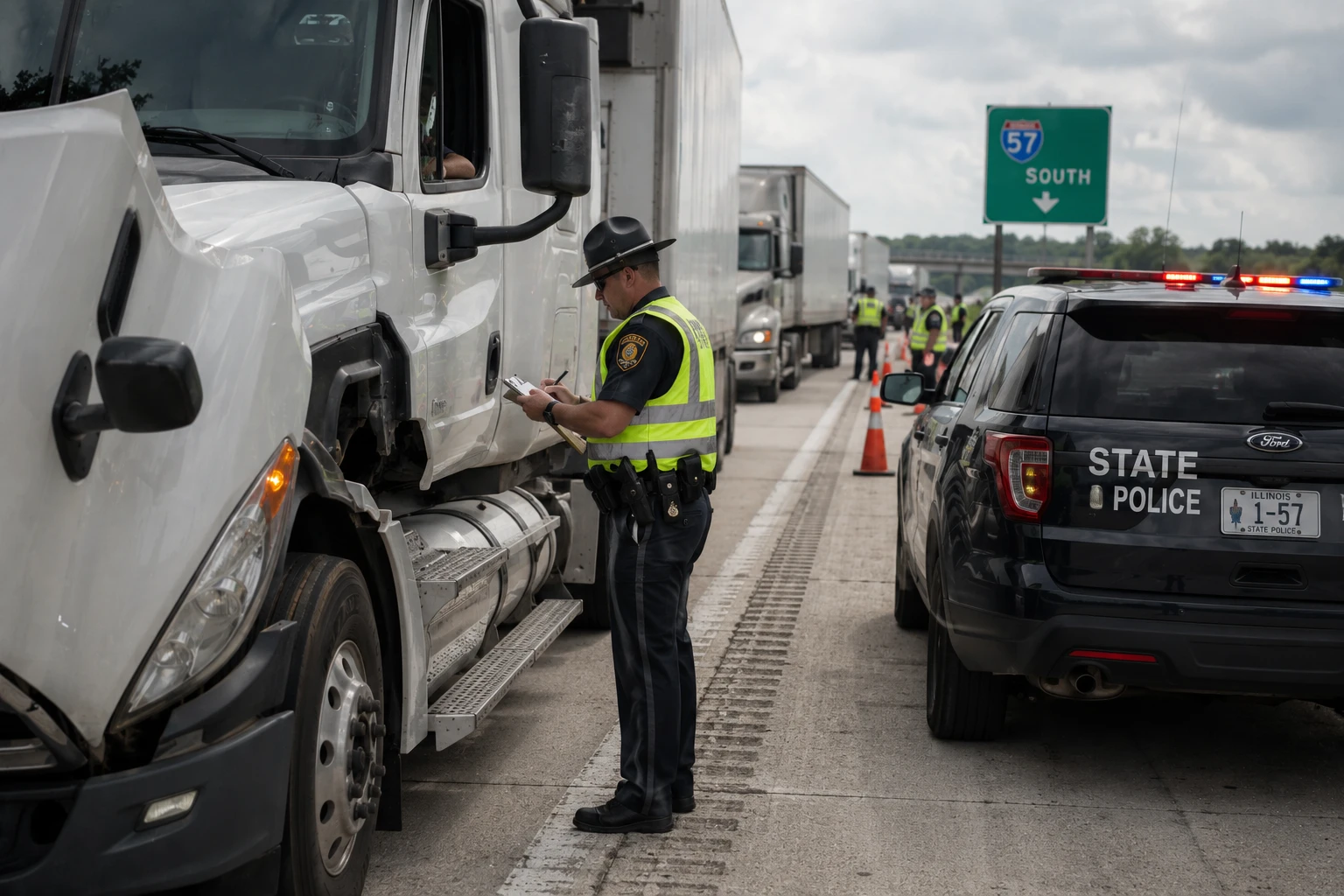 Более 2800 нарушений выявили во время проверки грузовиков на трассе I-57