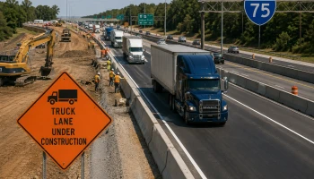 Строительство отдельных полос для грузовиков на I-75 начнется в 2027 году