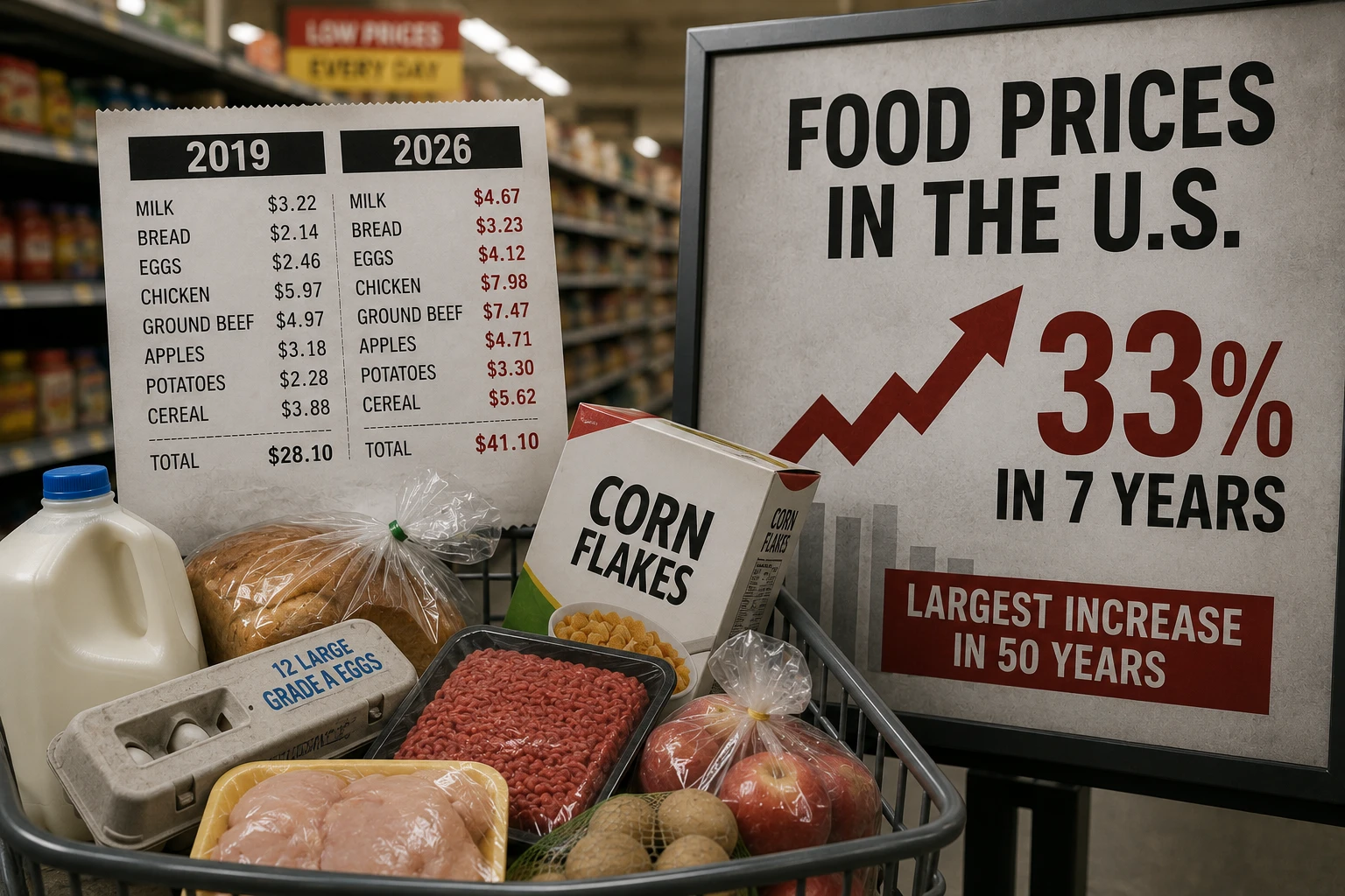 Цены на продукты в США выросли на 33% за семь лет - крупнейший скачок за полвека