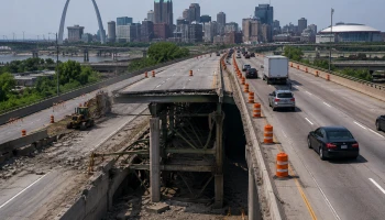 Часть трасс I-44 и I-70 в Сент-Луисе открыли после провала дороги, но ограничения сохраняются