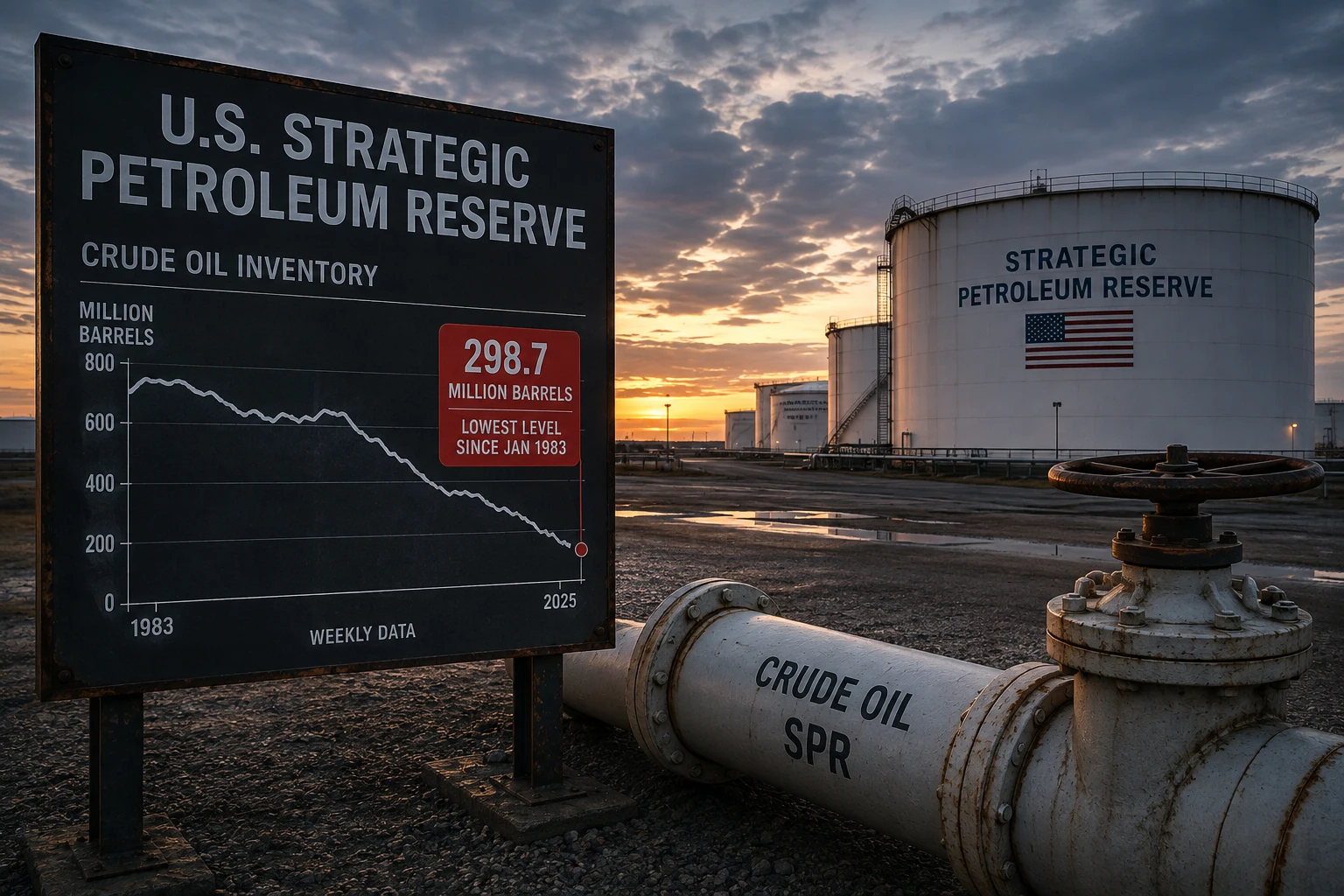 Запасы нефти в стратегическом резерве опустились до минимального уровня за последние более чем 40 лет