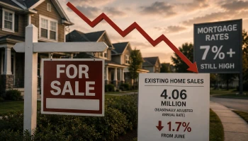 Продажи домов в США снизились на фоне высоких ставок по ипотеке