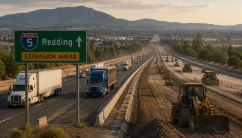 Власти расширят I-5 возле Реддинга для улучшения движения грузовиков