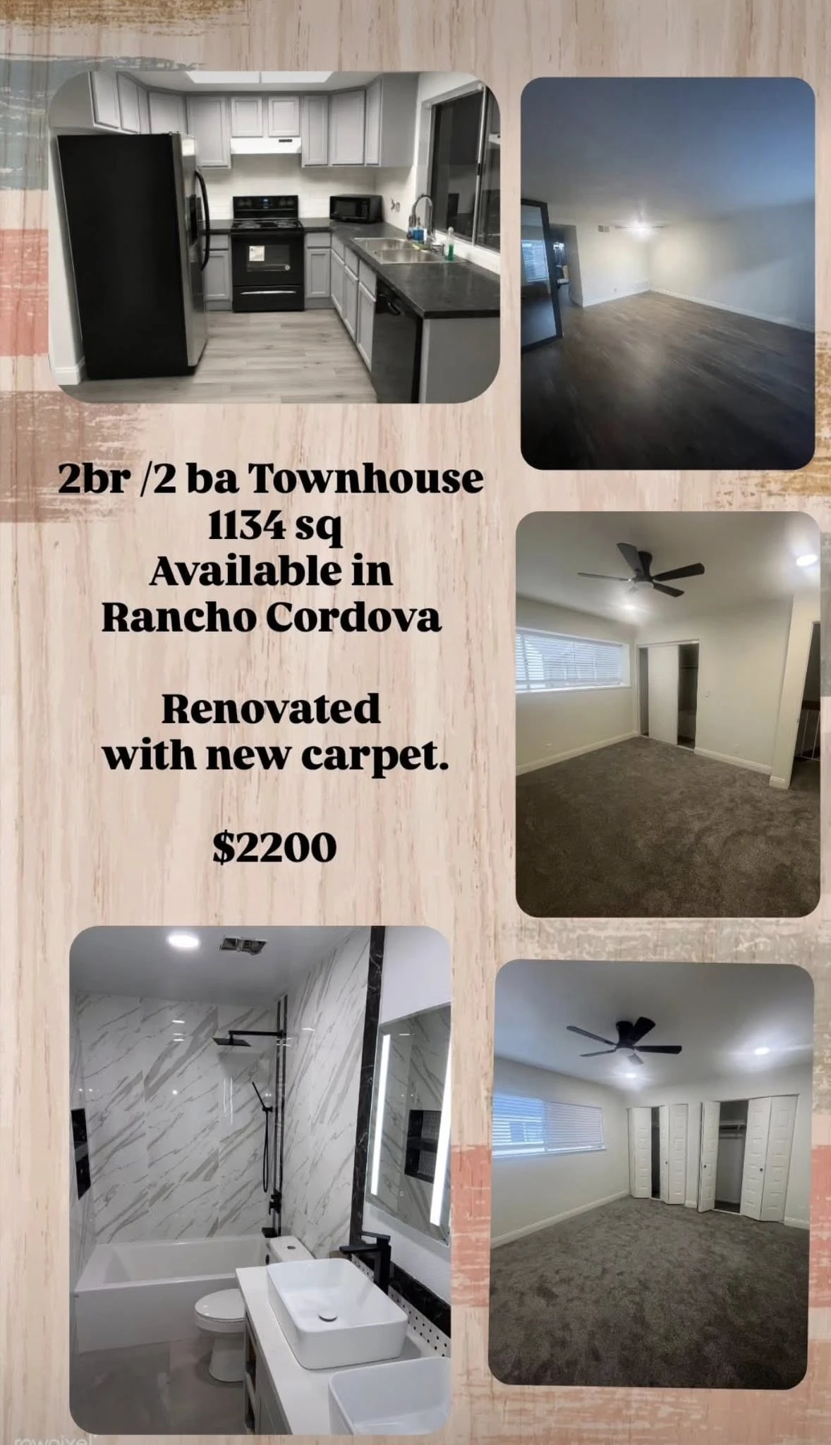 2br, 2 ba for rent in Rancho Cordova