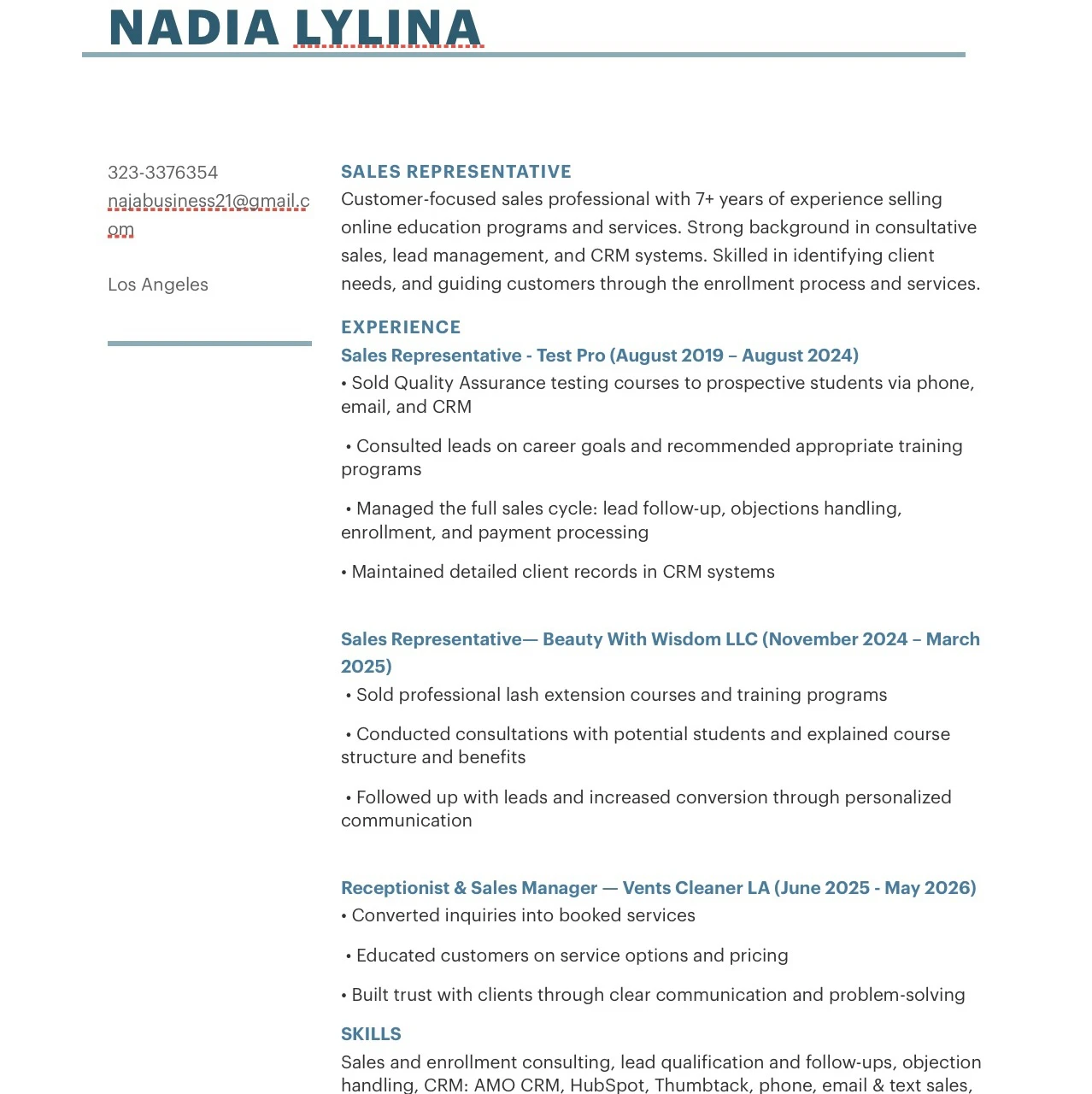 Sales representative