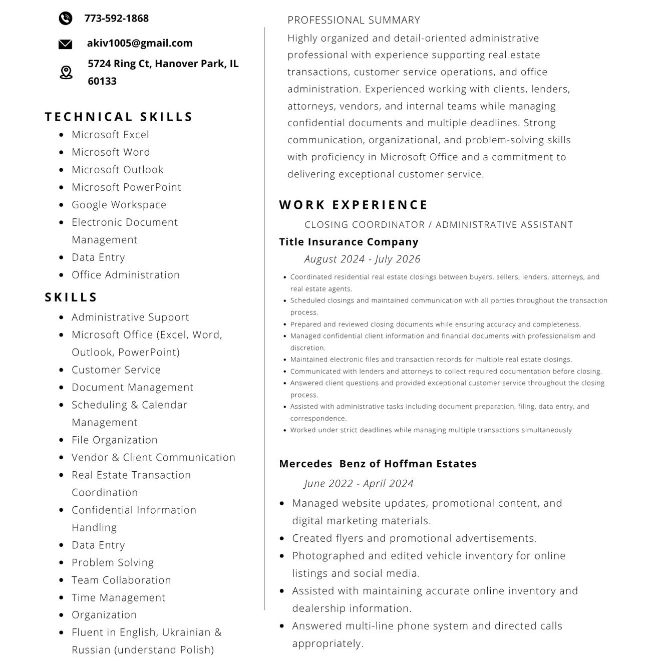 5 years of office work